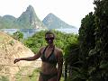 Elizabeth enjoying the sun deck in our room at Jade Mountain